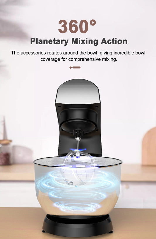 SVEWT SM-1540 1500W Küchenmaschine mit 5,5L Edelstahl-Schüssel & 10 Geschwindigkeiten – Schwarz