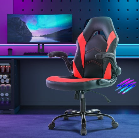 Ergonomischer Gaming- und Bürostuhl aus PU-Leder – Drehbarer Computerstuhl mit Lendenwirbelstütze