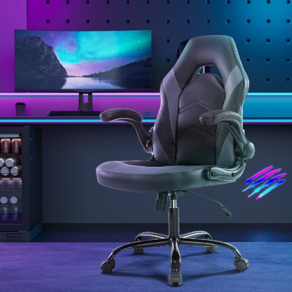 Ergonomischer Gaming- und Bürostuhl aus PU-Leder – Drehbarer Computerstuhl mit Lendenwirbelstütze
